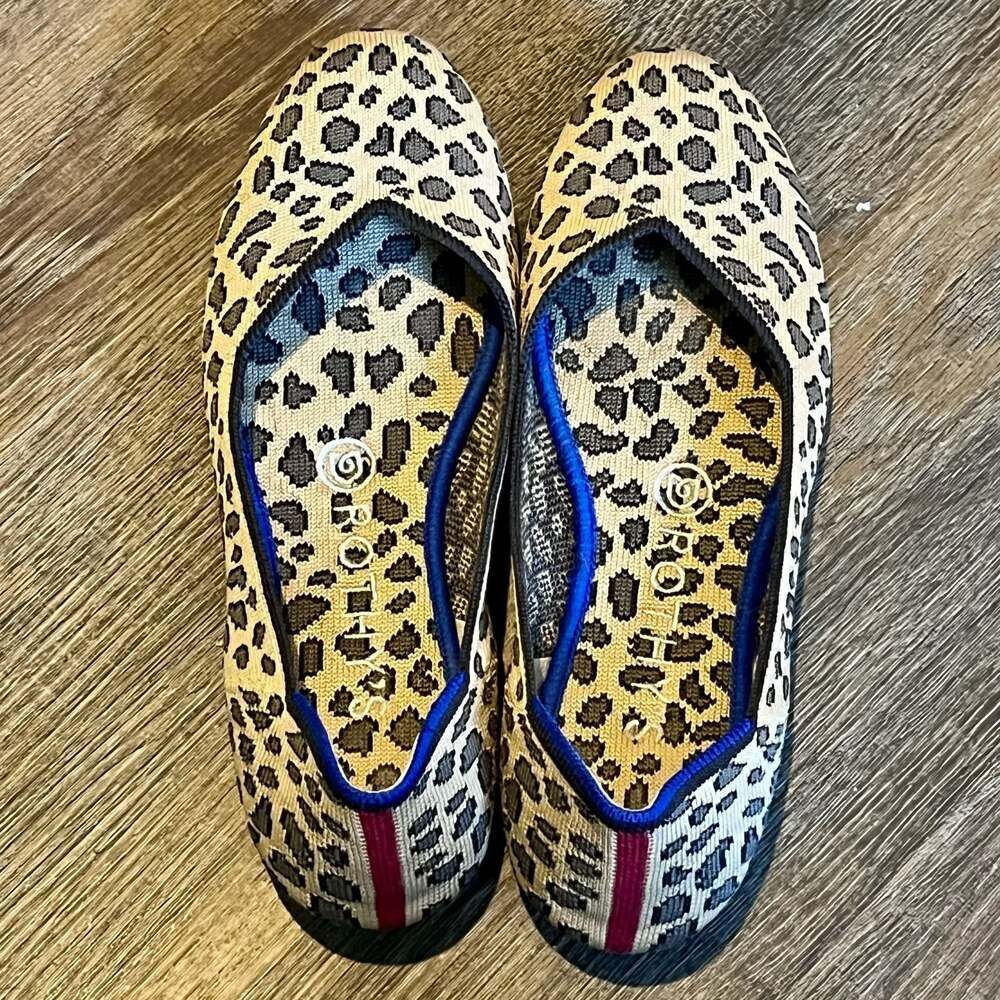 Rothy's The Flat Leopard Print Knit Round Toe Ballet Flats Size 7